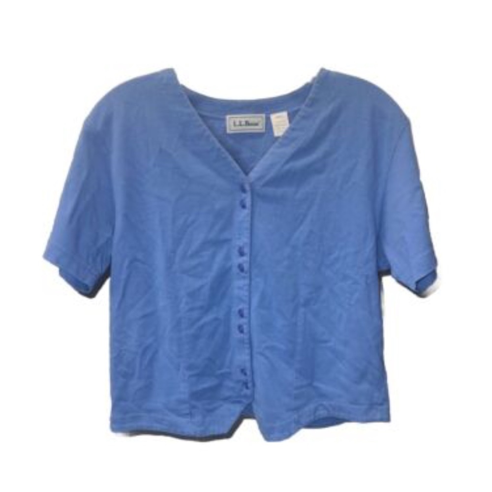 Y2K Tag L.L. Bean Blue Button Up T-shirt Size Small